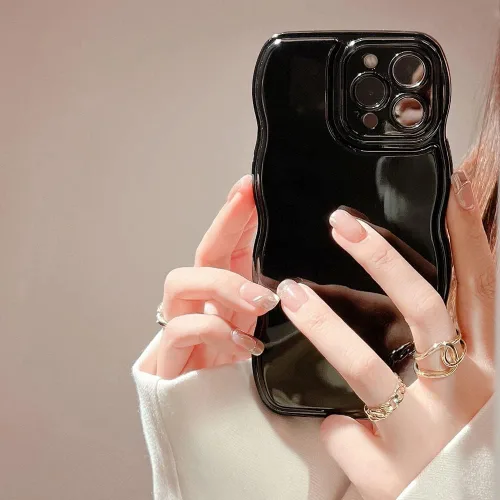 Vista 8 de FABSPARK - Funda para iPhone 11, diseño simple, marco ondulado, estética, silicona suave, color beige