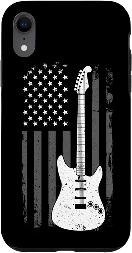 Vista 9 de iPhone 12 mini guitarra americana bandera de Estados Unidos reproductor de música Guitarrista eléctrico caso de regalo