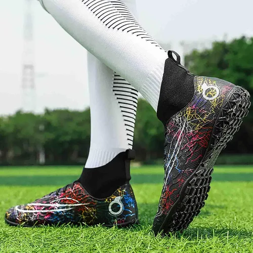 Vista 6 de MEBAMY Botas de fútbol altas unisex para exteriores, zapatillas deportivas para césped y fútbol, SD