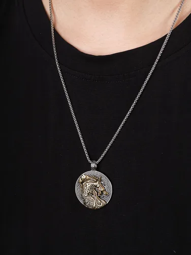 Vista 6 de HAQUIL Fenrir Wolf Necklace, Norse Wolf Fenrir Ragnarok Pendant,Viking Jewelry Gift for Men and Women