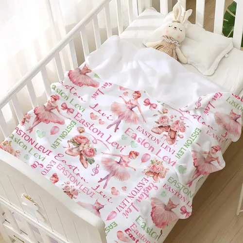 Vista 3 de Manta de Bebé Personalizada Danza Manta Personalizada con Nombre Manta Suave de Franela para Niños Niñas Niños Pequeños Bebés Niños Recién Nacidos