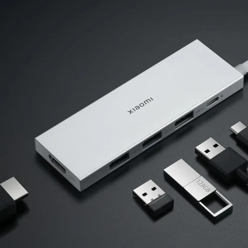 Vista 4 de Xiaomi Hub 5 en 1 tipo C, pantalla dual, admite resolución 4KUHD, carga rápida PD100W, USB de alta velocidad 3.0x3, puerto HDMI tipo C