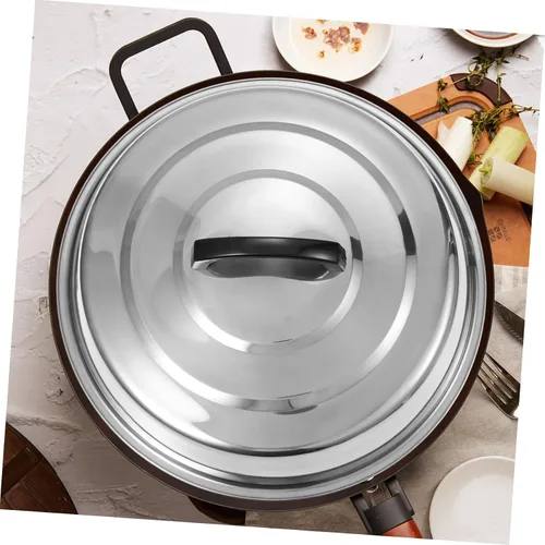 Vista 4 de Tapa redonda de acero inoxidable para cocinar al vapor para cocinar a la plancha y parrilla, utensilios de cocina versátiles para parrilla superior