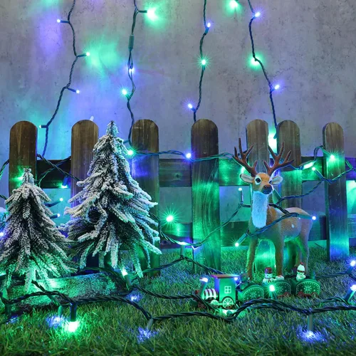 Vista 3 de Brizled - Luces de Navidad LED azules y verdes, 10 metros, 100 luces de 5 mm de ancho de ángulo, mini luces de árbol conectables, UL listadas