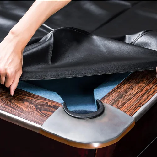 Vista 6 de Funda para mesa de billar, cubierta de mesa de billar de cuero sintético resistente, cubierta dura, impermeable y resistente a desgarros para mesa