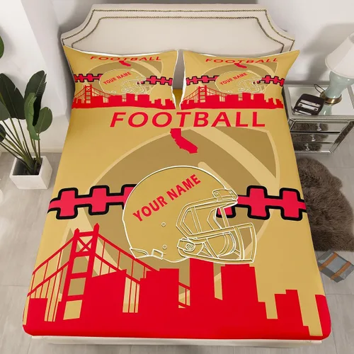Vista 19 de Erosebridal Juego de sábanas bajeras personalizadas de fútbol americano para niños y niñas, juego de cama de jugadores de fútbol, juego de ropa