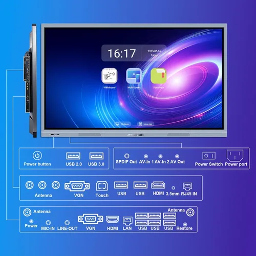 Vista 8 de Pizarra electrónica de 55 pulgadas con pantalla táctil HD 4K, pizarra interactiva para aula y conferencia, sistema operativo Android y Windows