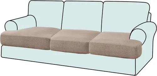 Vista 13 de Funda elástica para sillón con cojín en forma de T, funda de cojín individual para cojín de silla en forma de T, protector de tela jacquard gruesa