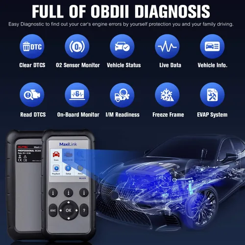 Vista 3 de 2026 Nuevo Autel ML629 Escáner OBD2, herramienta de diagnóstico de transmisión del motor ABS SRS, lector de códigos OBDII completo para mecánicos