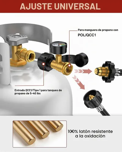 Vista 6 de GasXpert Indicador de nivel de tanque de propano, medidor de parrilla de gas para tanque de propano de 5 a 40 libras, escala mejorada de 3