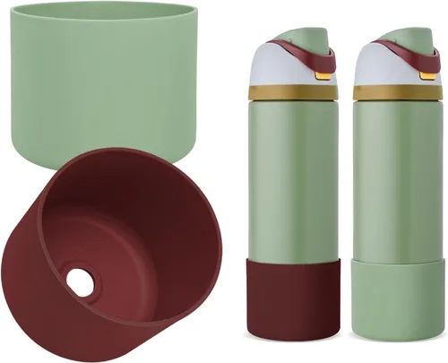 Vista 12 de 2 botas de silicona compatibles con Owala FreeSip de 24 onzas, funda protectora superior para botella de agua, reducción de ruido, cubierta inferior