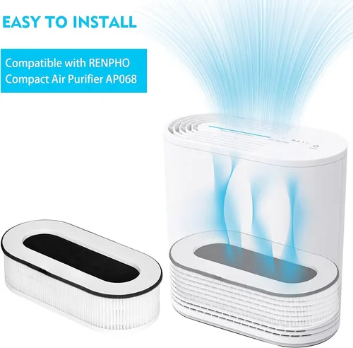 Vista 3 de Filtro de repuesto RP-AP068, compatible con RENPHO RP-AP068 RP-AP068W RP-AP068B RP-AP068-F2, filtros verdaderos de grado de alta eficiencia 3 en 1