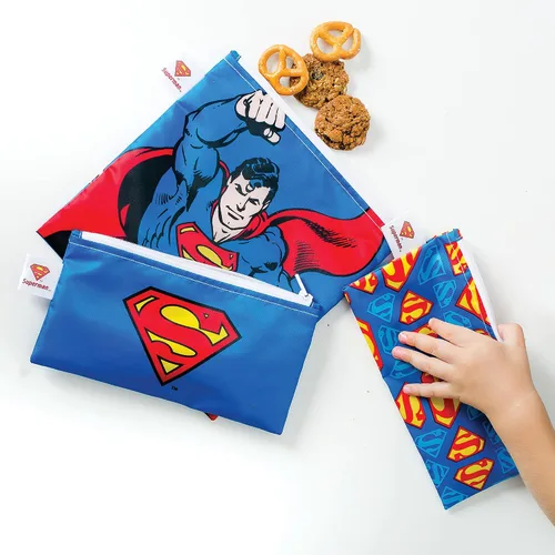 Vista 2 de Bolsas reutilizables para sándwiches y aperitivos Bumkins, para almuerzo escolar de niños y porciones para adultos, tela lavable, bolsa con cierre