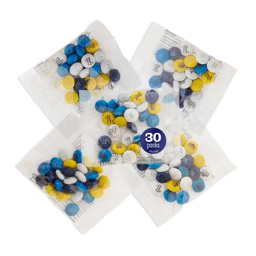 Vista 9 de M&M'S Bar Mitzvah - Caramelo de chocolate con leche, azul, plateado, blanco, bolsa a granel de 2 libras