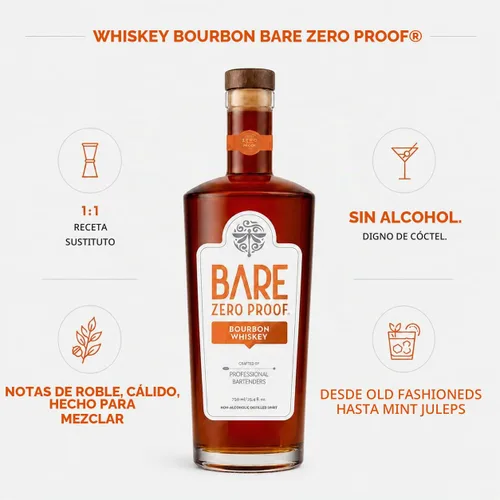 Vista 5 de BARE Zero Proof® Whisky Bourbon Alternativa al whisky bourbon Espíritu sin alcohol Alternativa de alcohol Cóctel sin alcohol Prueba cero