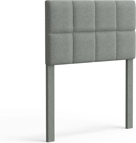 Vista 6 de Glenwillow Home Paio - Cabecera tapizada con panel de 20 pulgadas de alto, acolchado cuadrado de 2 filas, tamaño individual, color gris claro