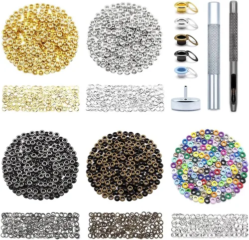 Vista 15 de SEMINI 800 Sets 4 Colors 6mm Grommet Eyelet Kit with Install Tool Kit