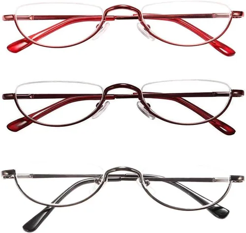 Vista 7 de Gafas de Lectura de Media Montura - 4 Pares de Gafas con Marco de Metal de Media Montura con Bisagra de Resorte Lectores para Hombres y Mujeres