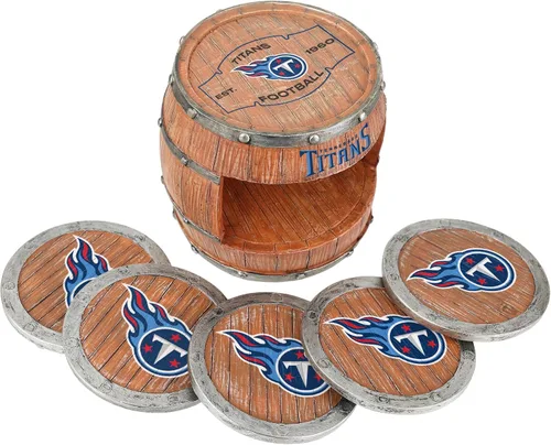 Vista 3 de FOCO NFL Team Logo 5-Pack Barrel Beverage Drink Coaster Set