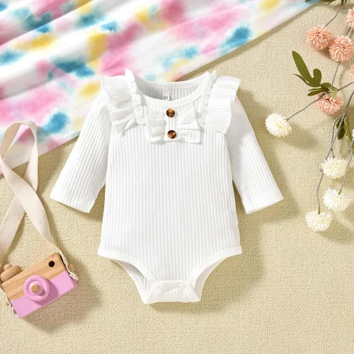 Vista 4 de Aalizzwell Conjunto de mameluco acanalado para bebés y niñas prematuros, para otoño e invierno