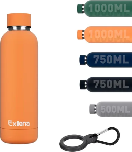 Vista 13 de Exllena Botella de agua pequeña de 12 onzas con clip, doble pared de acero inoxidable al vacío, pequeña botella de agua aislada que mantiene