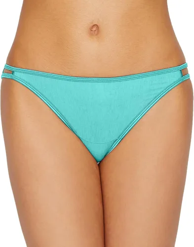Vista 98 de Vanity Fair Bragas de bikini con tira para mujer, Illumination, con elástico sedoso y ribete de satén Paquete de 3 Negro (Midnight Black)