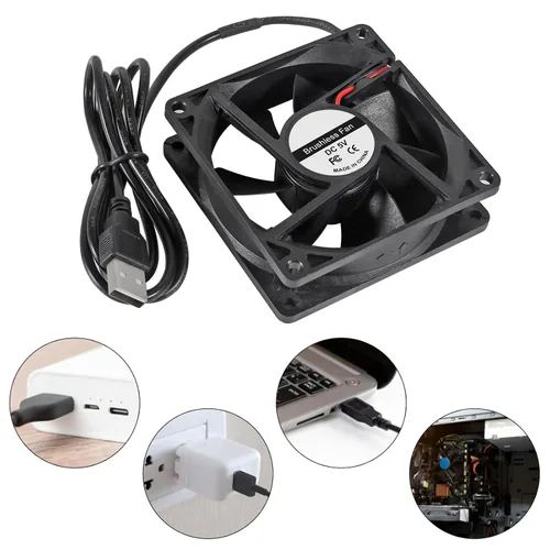 Vista 8 de 4pcs 8025 Ventilador de enfriamiento 3.150x3.150x0.984 in DC 5V USB Cooler Brushless 3.150 in XH2.54 para DIY PC PC PC Case (5V USB)