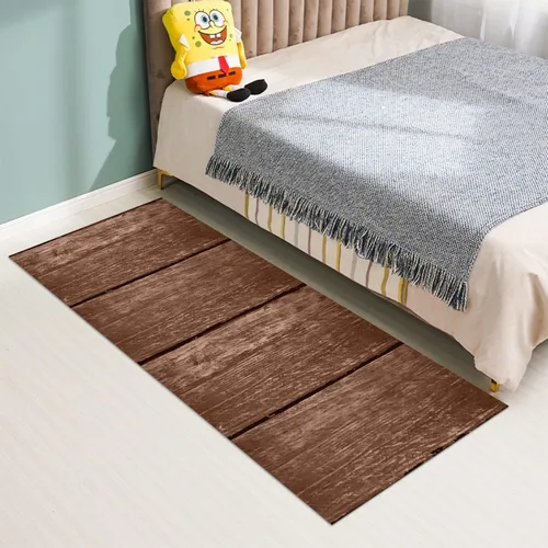 Vista 18 de GUBIYU Juego de 2 alfombras y tapetes de cocina de madera campestre, lavables, rústicas, tablones de madera marrón, alfombras de baño