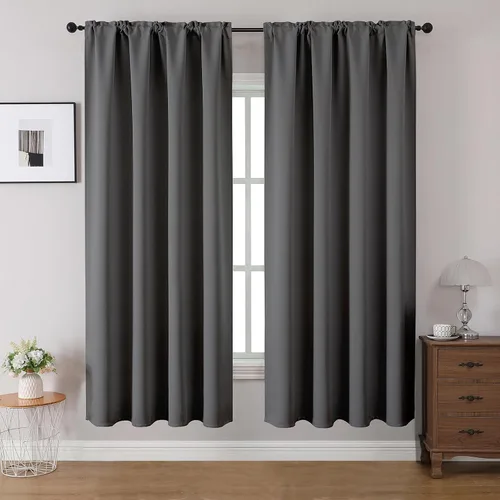 Vista 46 de CUCRAF Cortinas opacas de 45 pulgadas de largo, juego de 2 paneles para dormitorio, bolsillo para cortinero, cortinas de oscurecimiento