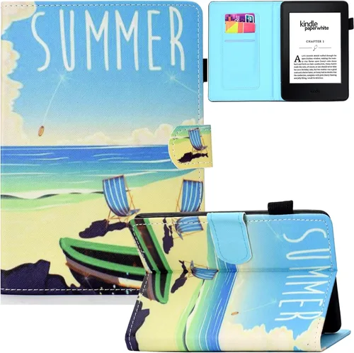 Vista 14 de Funda para Kindle Paperwhite, de piel sintética, con ranuras para tarjetas, con tapa de apagado y encendido automático para Amazon Kindle Paperwhite