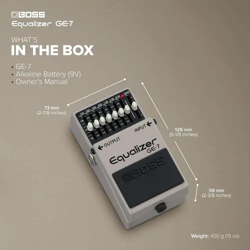 Vista 6 de BOSS GE-7 Equalizer Pedal ecualizador gráfico compacto Diseñado para guitarristas 7 bandas de deslizadores de ecualización Frecuencias