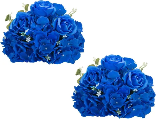 Vista 26 de BLOSMON Bolas de Flores Artificiales Centros de Mesa de Boda 2 Piezas 11.8" Lila Flores Falsas Rosa Hortensia Arreglo de Bolas Centro de Mesa