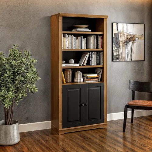 Vista 2 de Camaflexi Newport - Librería con puertas, acabado moca y negro Moka & Negro