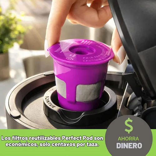 Vista 3 de Perfect Pod - Paquete de 4 cápsulas de café recargables reutilizables de 1 corriente más cucharada de café de Perfect Pod - Compatible con cafeteras