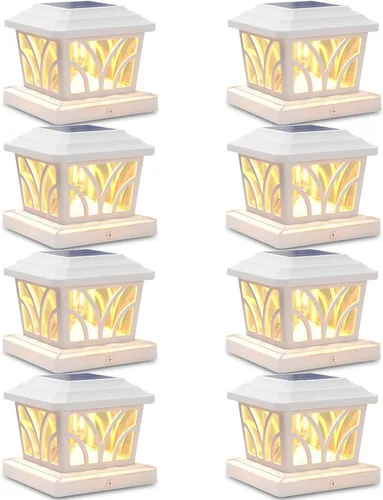 Vista 15 de SIEDiNLAR - Faroles solares para postes exteriores, de aluminio y vidrio, 2 modos, 20 lúmenes, bombillas LED Edison para postes de 4x4, 5x5, 6x6