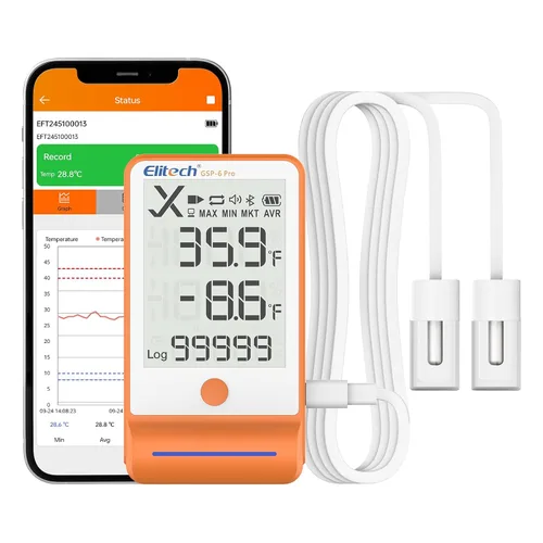 Vista 23 de Elitech ISO 17025 Certificado GSP-6 Bluetooth Data Logger Temperatura Humedad 100000 Readings, Shadow Data, Max Min Record, Auto PDF/CSV
