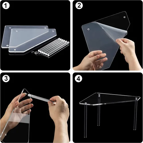 Vista 4 de Jetec Organizador esquinero de baño de 2 niveles, estante de encimera, organizador de mesa de baño acrílico, bandeja de tocador, fregadero apilable