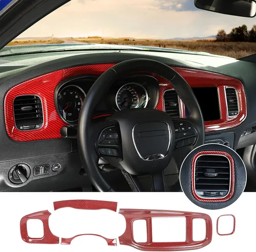 Vista 14 de Hoolcar para Dodge Charger 2015+ Kit de Embellecedores de Decoración Interior, Panel Central de Control del Tablero, Embellecedor del Panel