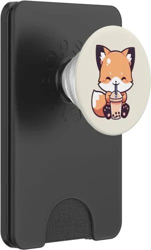 Vista 7 de Lindo Fox Drink Boba Milk Tea Kawaii Anime Fox Bubble Tea PopSockets Intercambiable PopGrip