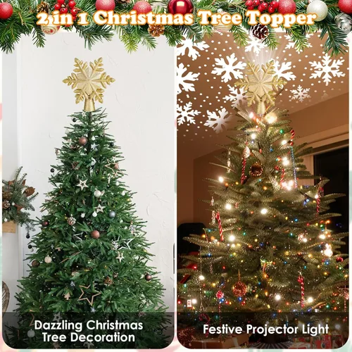 Vista 6 de Decoración para árbol de Navidad con luz de proyector, 6 efectos HD, purpurina 3D dorada para árbol de Navidad, luces de proyector de Navidad