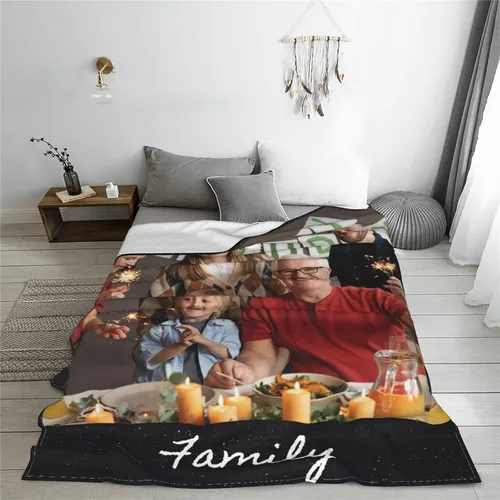 Vista 9 de Manta personalizada con collage de fotos, texto, mantas con imágenes personalizadas, regalos para cumpleaños, para madres, papás, manta de fotos