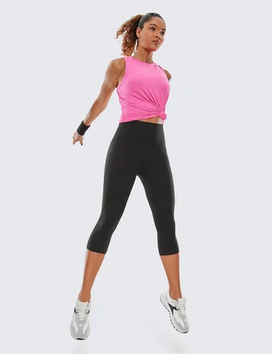 Vista 3 de CRZ YOGA Butterluxe - Leggings capri de entrenamiento con bolsillos de 19 pulgadas, cintura alta, pantalones cortos de yoga para mujer, suaves como