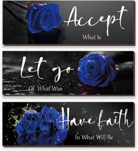 Vista 8 de ZINYAZHE 3 Piezas de Decoración de Pared en Blanco y Negro, Arte de Pared Inspirador de Flores de Madera, Rosas Blancas para Baño, con Frases Rosa
