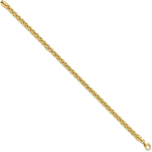 Vista 2 de Pulsera de cadena de trigo pulida de 14 quilates, 8.3in, 8.3in, 0.197in, estilo GB240-8.5