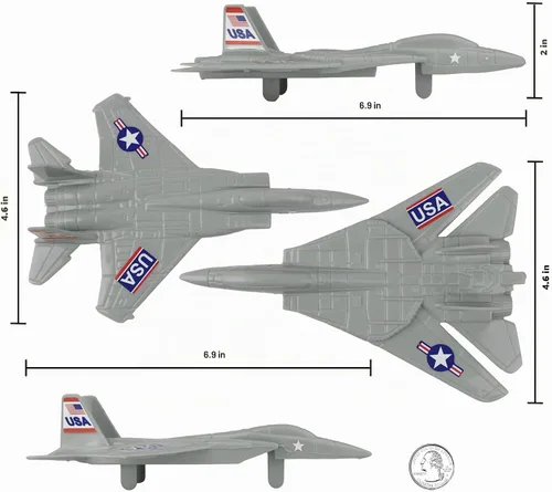 Vista 2 de TimMee - Aviones de combate de plástico para hombre, 4 unidades de aviones grises fabricados en Estados Unidos