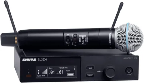 Vista 5 de Shure Sistema de micrófono inalámbrico digital SLXD24/B58, incluye transmisor de mano SLXD2 con cápsula de micrófono vocal BETA 58A y receptor