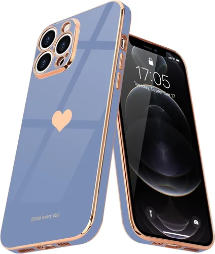 Vista 16 de Teageo Funda para iPhone 12 Pro para mujeres y niñas, diseño de corazón de amor, cubierta trasera suave, protección completa de la cámara, Negro