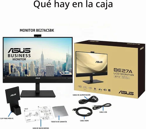 Vista 7 de ASUS Monitor de videoconferencia 1440P de 27 pulgadas (BE27ACSBK) - QHD (2560 x 1440), IPS, cámara web integrada de 2 MP, matriz de micrófono