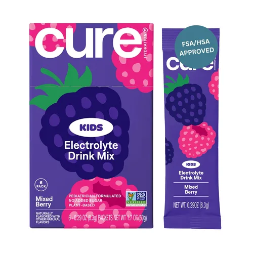 Vista 10 de Cure Hydration - Kids Electrolyte Drink Powder Classic Grape 14 Packets