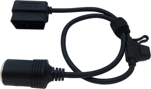 Vista 6 de Ángulo recto de bajo perfil OBD2 macho a encendedor de cigarros Conector hembra Cable de alimentación constante del coche 2ft/60cm